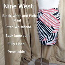 Nine West Black, White, Pink Print Pencil Skirt Size 16 - $19.00