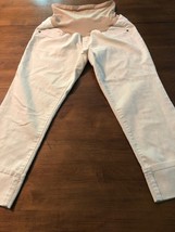 Motherhood Women&#39;s Maternity Jeans Cuffed Cropped White Stretch Size Medium - $19.79