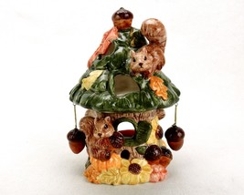 Decorative Porcelain Candle Holder, Squirrels In Tree, Tealight/Votive L... - $48.95