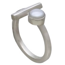 Sterling Silver Pearl and Bar Adjustable Ring - $51.77