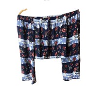 Altar&#39;d State Size Small Long  Sleeve Crop Top  Floral Drawstring Neckli... - $16.83