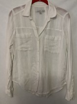 Abercrombie &amp; Fitch Womens White Long Sleeve Crepe Fabric Button Front Blouse XS - £6.85 GBP