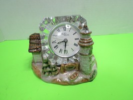 Studio Nova Crystal Mikasa Clock Sitting In Porcelain Town Village Needs Battery - £19.92 GBP