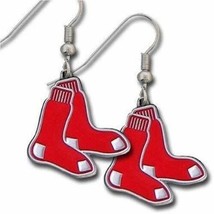 Boston Red Sox Dangle Drop Earrings Licensed MLB Baseball Sock Jewelry - £5.62 GBP