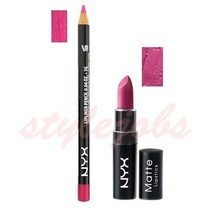NYX Matte Lipstick Sweet Pink MLS17 and Slim Lip Liner Bloom 836 SET - £10.45 GBP