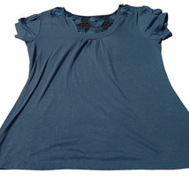 Vintage Suzie Womens Top Blue Size Small Polyester Blend Short Sleeve Stretch - £13.22 GBP