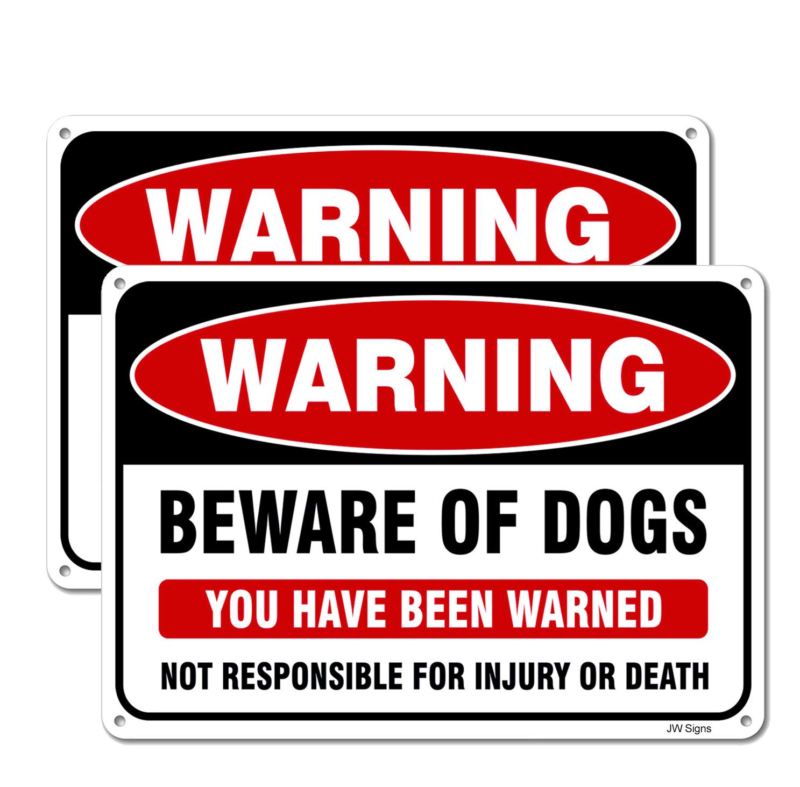 JW Signs Beware of Dog Sign (2 Pack) 10”X7” Reflective Metal Signs 0.40 Aluminum - $13.53