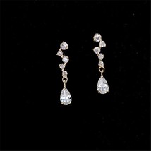 925 Silver Plated 14k Gold Micro-inlaid Zircon Small Sparkling Crystal Earrings  - £10.66 GBP