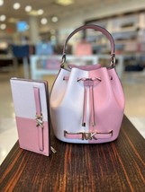 Michael Kors reed medium belted bucket bag &amp; LG snap wallet bundle primr... - $259.00