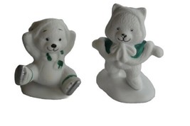 1988 Mid Century Vintage Applause Ice Skaters Waltz Ceramic Bear Figurines White - £7.62 GBP