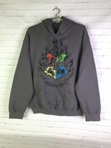 Harry Potter Hogwarts Crest Pullover Hooded Sweatshirt Hoodie Gray Mens ... - $41.58