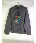 Harry Potter Hogwarts Crest Pullover Hooded Sweatshirt Hoodie Gray Mens ... - £33.31 GBP