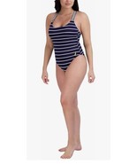 Nautica One Piece Swimsuit Size Med. DeepSea  Stripe Cross Back Straps X... - $29.65