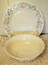 Champetre Arcopal Cereal Bowl &amp; Salad Plate France Floral Swirl Scalloped Coupe - £15.53 GBP