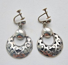 HECHO VINTAGE  MEXICAN 925 STERLING SILVER FILIGREE DROP CLIPS - $884.36 MXN