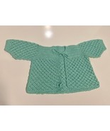 Hand Knitted Matinee Coat Open Cardigan Baby 6-12 months or Doll Seafoam... - $54.75 CAD
