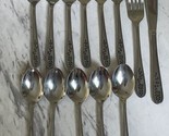 Rogers SPRING FLOWER Etched Black Stainless Steel 13 Pc Flatware Lot Spo... - $21.78