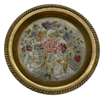 India Brass Exchange Plate Floral Pattern Asian Trinket Dish Metallic Paint - €13,02 EUR