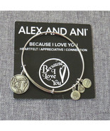 Alex And Ani Beacause I Love You Charm Bangle Bracelet Silver Tone - ₹843.88 INR