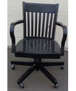 Nice Used Solid Wood Rolling Office Arm Desk Chair – BLACK LACQUERED FIN... - $202.76 CAD
