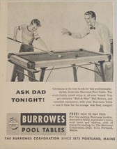 1955 Print Ad Burrowes Pool Tables Dad &amp; Son Play Portland,Maine - £11.87 GBP