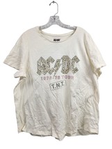 Women&#39;s AC/DC Leopard Print Logo Short Sleeve Vintage Style OffWhite T-Shirt 2XL - £11.79 GBP