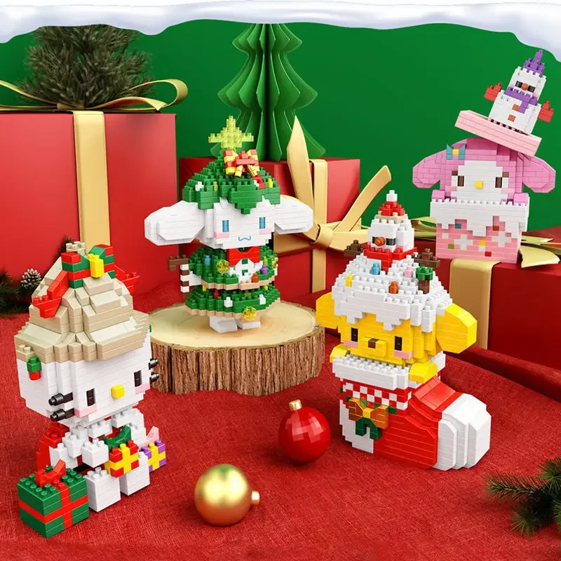 Sanrio Building Block Cartoon Hello Kitty Splicing Model Toy Christmas Series - £18.26 GBP+