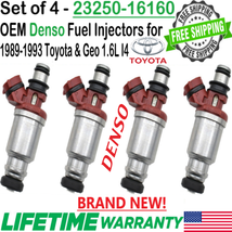 New x4 OEM DENSO Fuel Injectors For 1990, 1991, 1992, 1993 Toyota Celica 1.6L I4 - £179.42 GBP