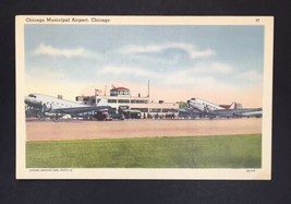 Postcard IL Chicago Illinois Chicago Municipal Airport Linen Vintage PC - £5.58 GBP