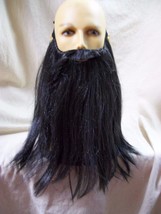 Black Gray Biker Beard Costume Facial Hair Rocker Merlin Dark Wizard Pirate Dude - £7.04 GBP
