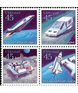 1989 45c Futuristic Mail Delivery, Airmail, Block of 4 Scott C122-C125 M... - €3,42 EUR
