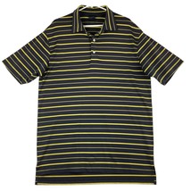 Dunning Golf Polo Shirt Men’s XL Navy Blue Yellow Striped Three Buttons S/S - £19.76 GBP