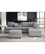 Camden Modern L-Shaped Sectional Sofa with Reversible Chaise and with St... - £1,257.38 GBP