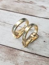 Vintage Clip On Earrings - Large Slim Gold Tone Hoops 1&quot; - £10.38 GBP