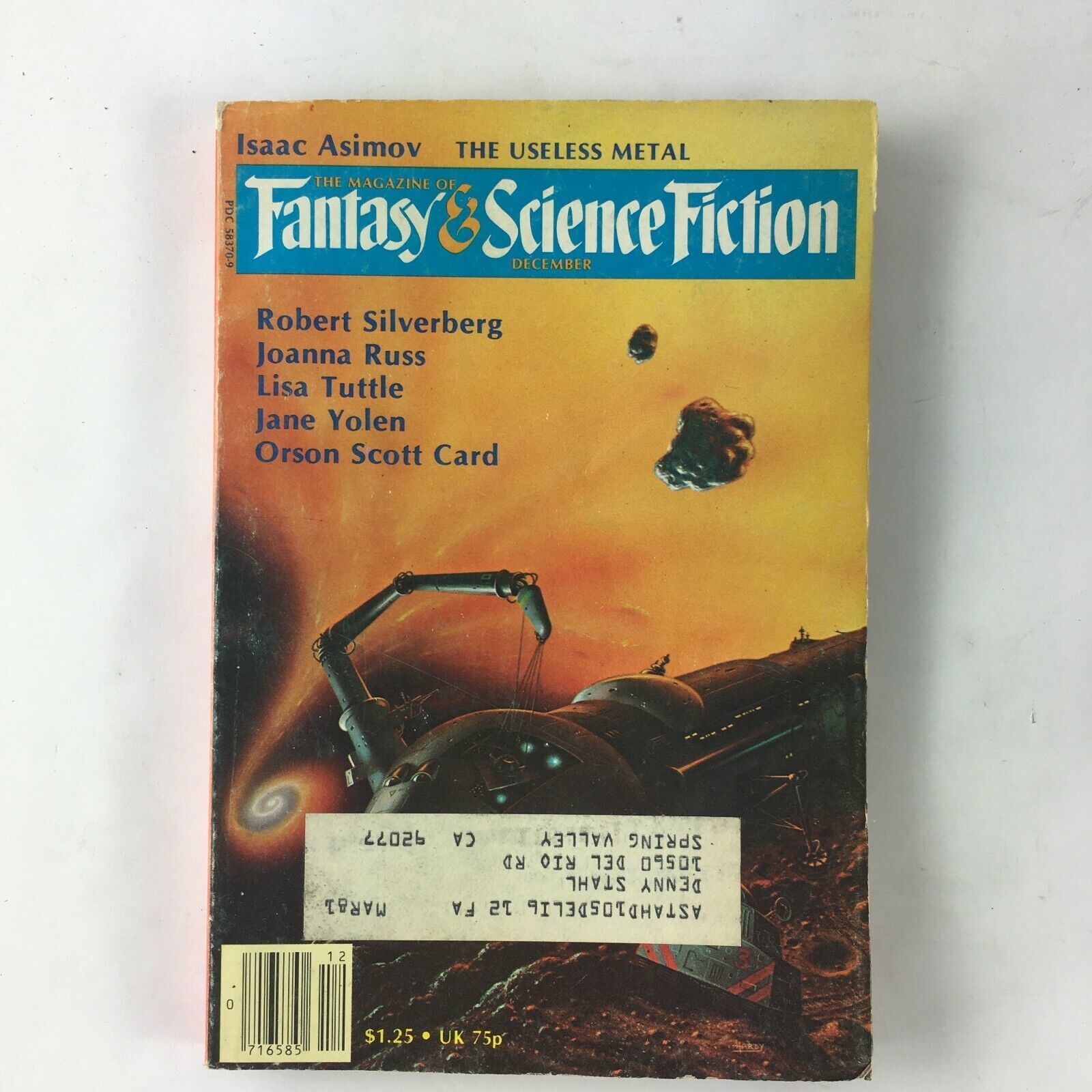 December Fantasy&amp;Science Fiction Magazine RobertSilverberg JoannaRuss Li... - $4.99