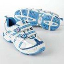 Girls Sneakers Light Up Jumping Beans Leather White Blue Athletic Shoes-... - $12.87