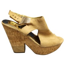 Carlos Santana Bristol Slingback Platform Heels Womens Sz 9 Tan Buckle O... - $43.26