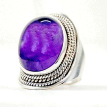 Natural Amethyst Oval Shape Sterling Silver Handmade Victorian Ring Casual Wear - £48.82 GBP+