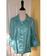 TRIBAL Shimmering Aqua Blue Lined Cotton Swing Jacket w/ Buckles (14) NEW - $26.67 CAD