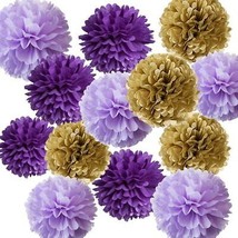 Graduation Decorations 2023 12pcs Tissue Paper Flowers Purple Gold Birth... - £23.83 GBP