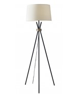 60&quot; Black And White Tripod Floor Lamp With White Fabric Empire Shade - $5,967.97 MXN