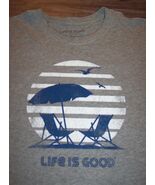 Vintage Style LIFE IS GOOD Beach Vacation T-Shirt MENS XL Short Gray - $19.80