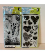Inkadinkado Lot of 2 Hearts Clear Acrylic Stamp Set of 13 &amp; Meadows set ... - $9.74