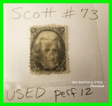 Scott Stamp #73 Jackson Used 2 cent Perf. 12 #1 - £19.87 GBP