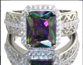 Radiant Cut 4.65 ct Mystic Topaz Sterling Silver Ring - £65.71 GBP