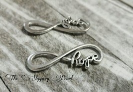 3 Infinity Pendants Connectors Antiqued Silver Link Charms HOPE Inspirational - £2.11 GBP