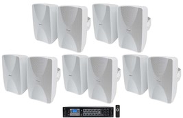 Rockville 6-Zone Commercial/Restaurant Bluetooth Amp+10 White 6.5&quot; Wall ... - £1,095.35 GBP