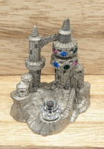 Vtg Spoontiques Pewter Pink Green Blue Crystal Castle Twin Turrets Fanta... - $25.91