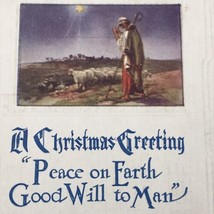 A Christmas Greeting Vintage Postcard Antique Peace On Earth Goodwill To... - $14.37