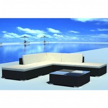 Outdoor Garden Patio 6 Piece Poly Rattan Furniture Lounge Sofa Set With Cushions - £317.40 GBP